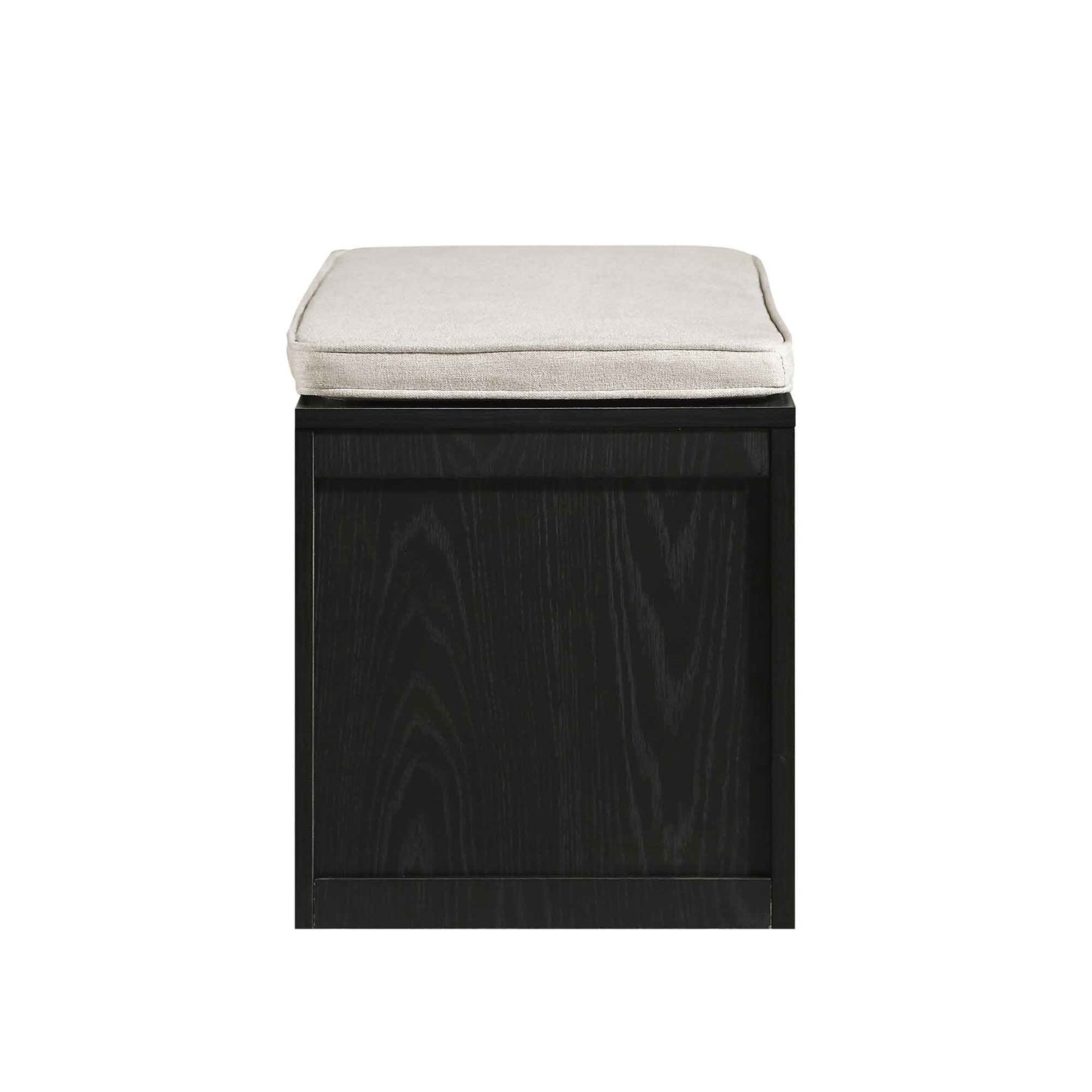 Tabouret de rangement double en rotin tressé Frances avec coussin, noir