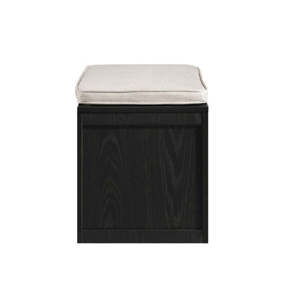 Tabouret de rangement double en rotin tressé Frances avec coussin, noir