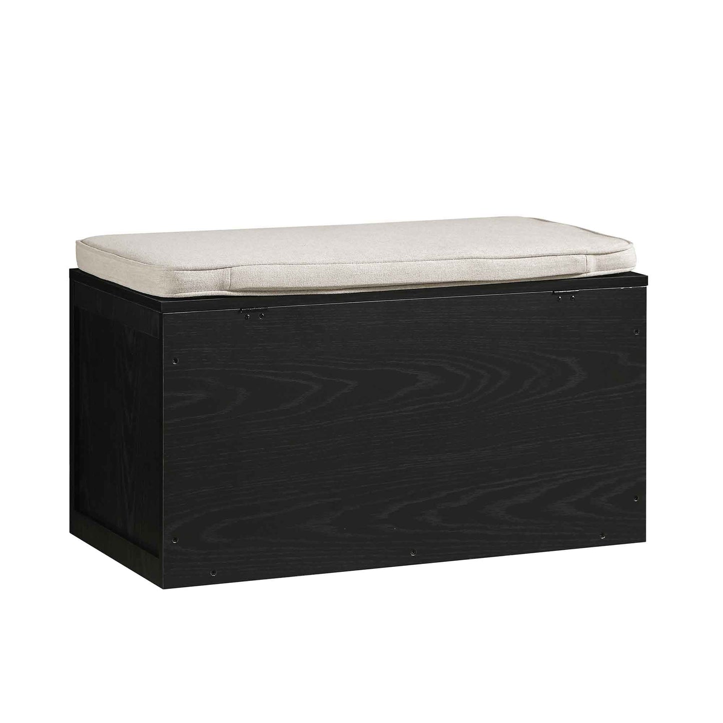 Tabouret de rangement double en rotin tressé Frances avec coussin, noir