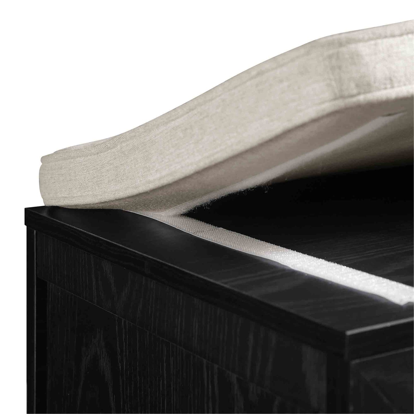 Tabouret de rangement double en rotin tressé Frances avec coussin, noir