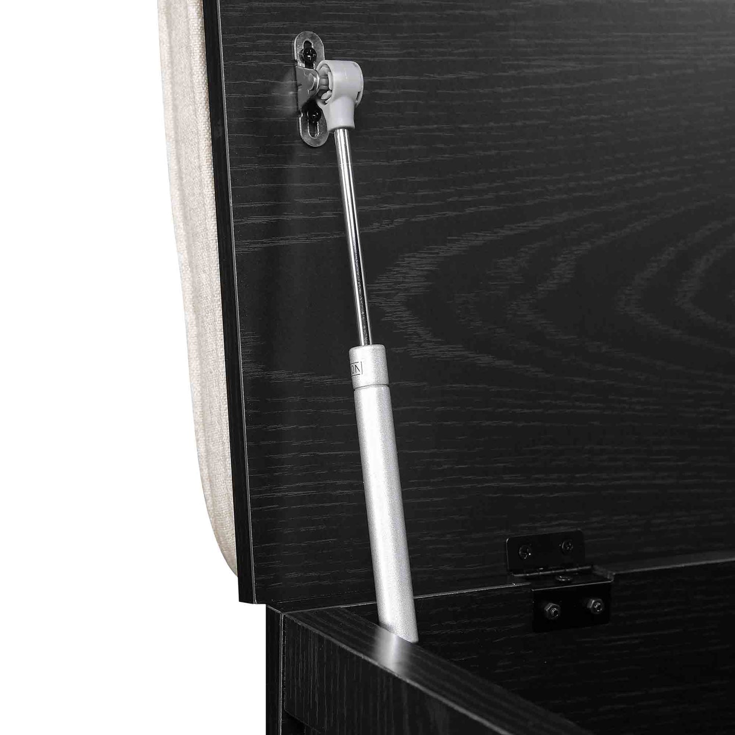 Tabouret de rangement double en rotin tressé Frances avec coussin, noir