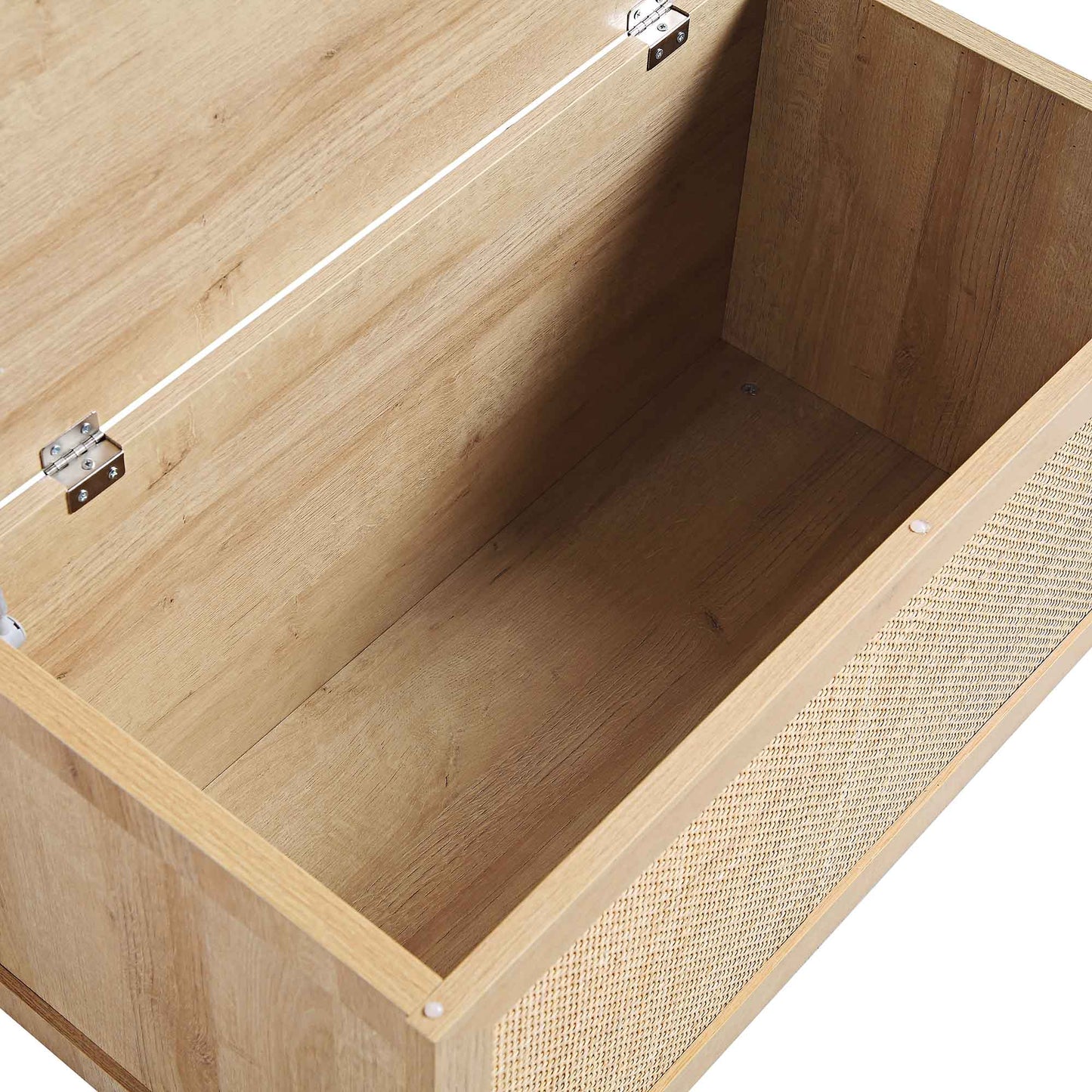 Tabouret de rangement double en rotin tressé Frances avec coussin, naturel