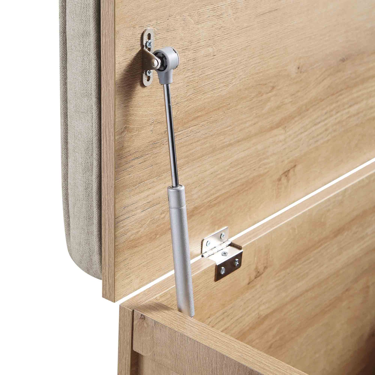 Tabouret de rangement double en rotin tressé Frances avec coussin, naturel