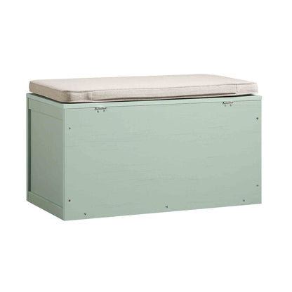 Tabouret de rangement double en rotin tressé Frances avec coussin, menthe