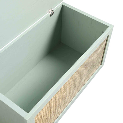 Tabouret de rangement double en rotin tressé Frances avec coussin, menthe