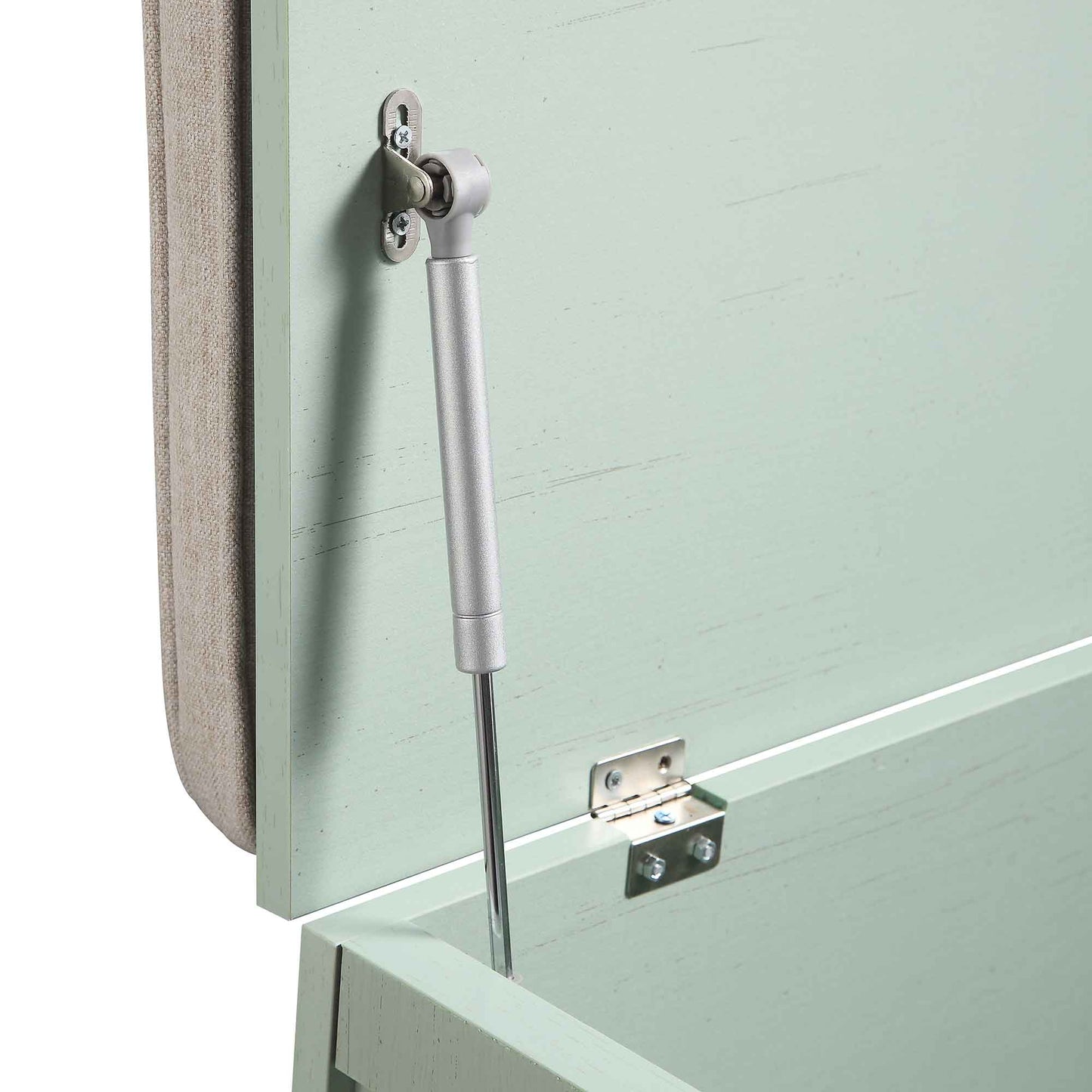 Tabouret de rangement double en rotin tressé Frances avec coussin, menthe