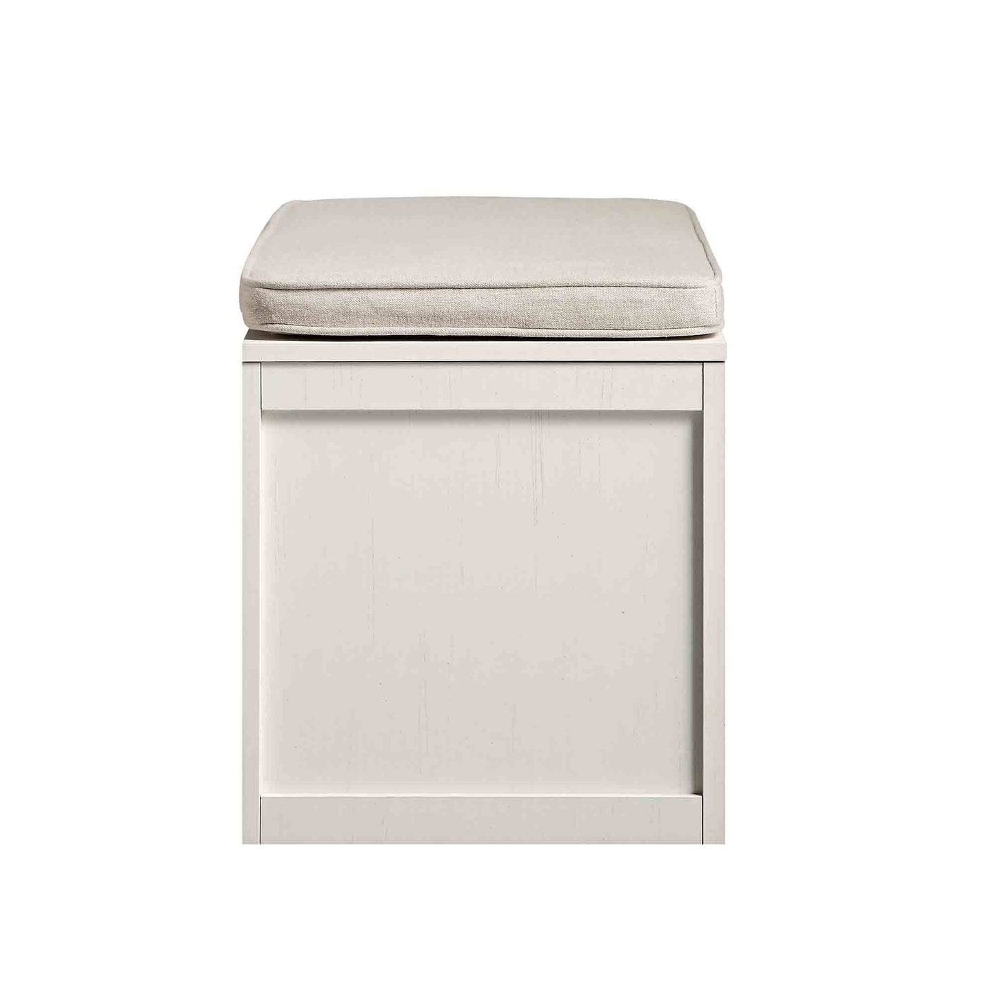 Tabouret de rangement double en rotin tressé Frances avec coussin, blanc