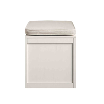 Tabouret de rangement double en rotin tressé Frances avec coussin, blanc