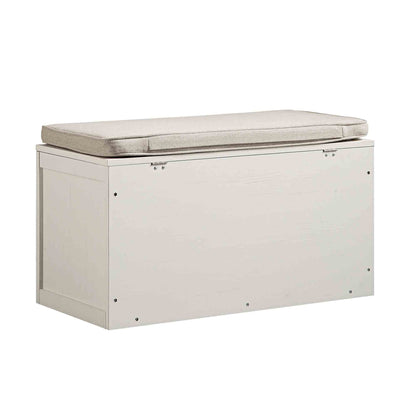 Tabouret de rangement double en rotin tressé Frances avec coussin, blanc