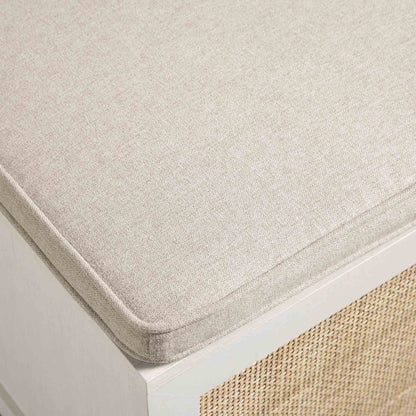 Tabouret de rangement double en rotin tressé Frances avec coussin, blanc