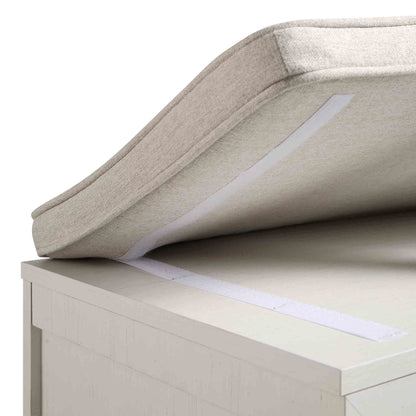 Tabouret de rangement double en rotin tressé Frances avec coussin, blanc