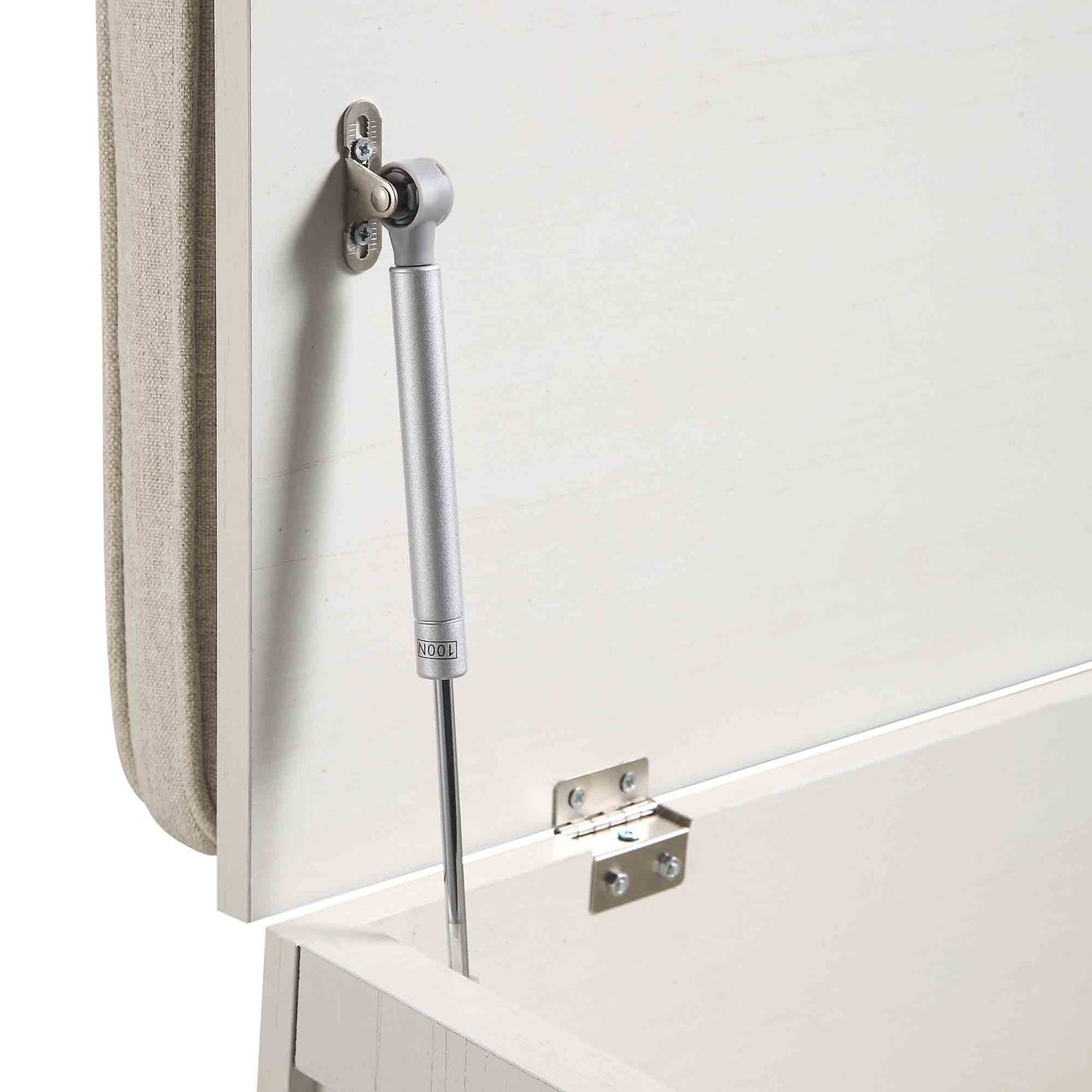 Tabouret de rangement double en rotin tressé Frances avec coussin, blanc