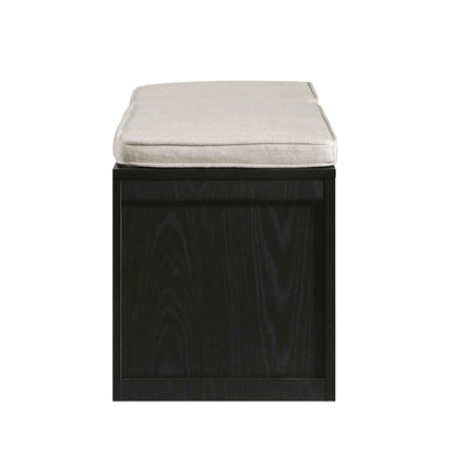 Ensemble de tabourets de rangement triples en rotin tressé Frances avec coussin, noir