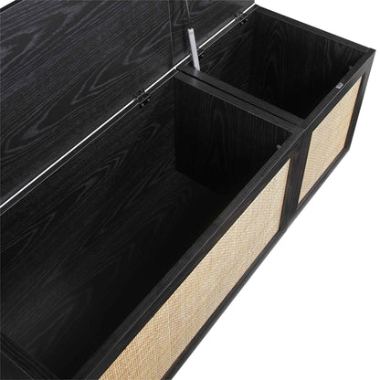 Ensemble de tabourets de rangement triples en rotin tressé Frances avec coussin, noir