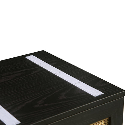 Ensemble de tabourets de rangement triples en rotin tressé Frances avec coussin, noir