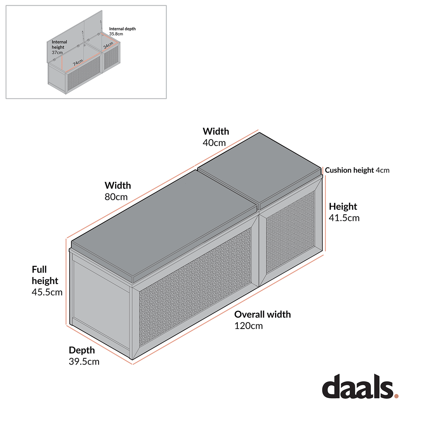Ensemble de tabourets de rangement triples en rotin tressé Frances avec coussin, noir