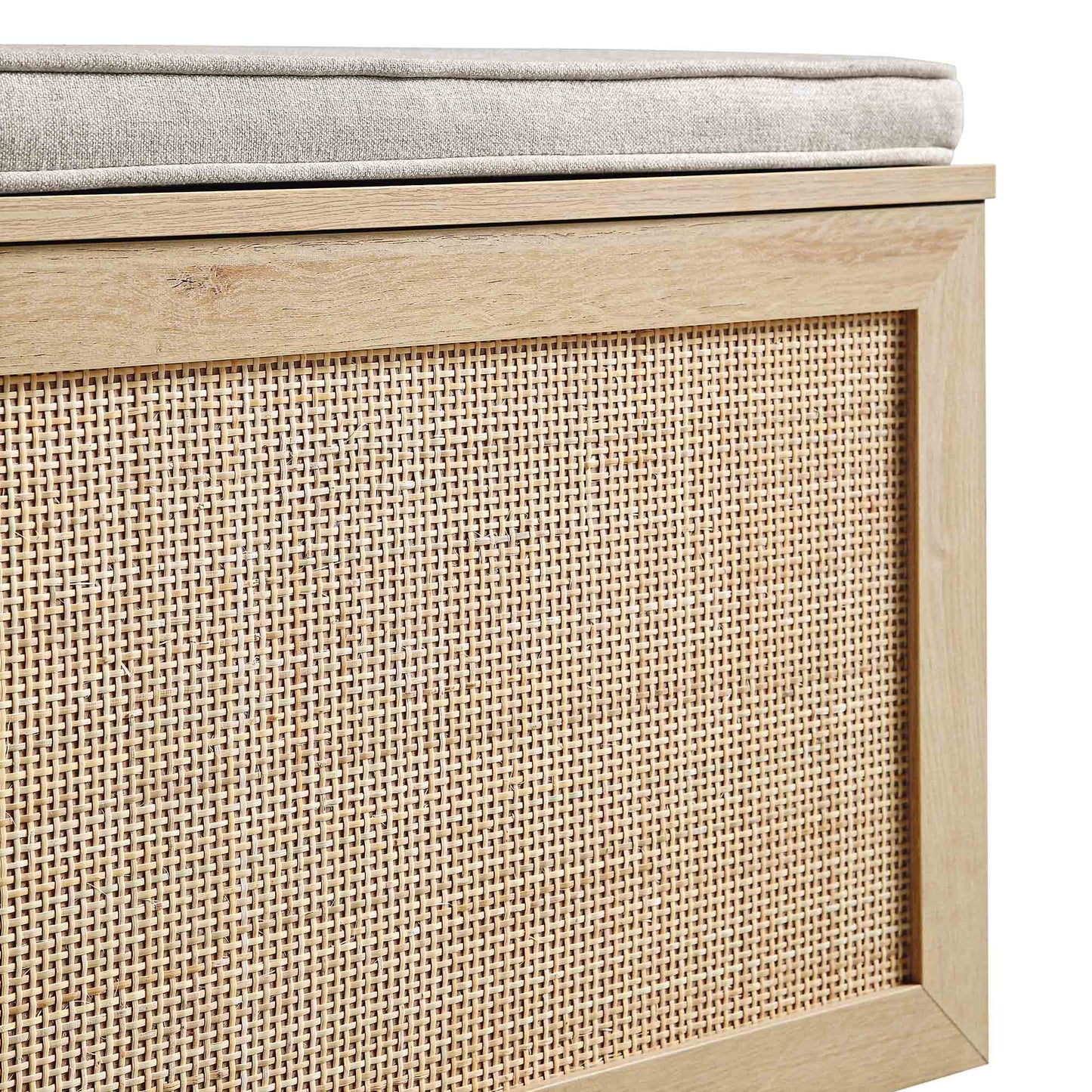 Ensemble de tabourets de rangement triples en rotin tressé Frances avec coussin, naturel