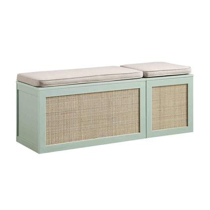 Ensemble de tabourets de rangement triples en rotin tressé Frances avec coussin, menthe