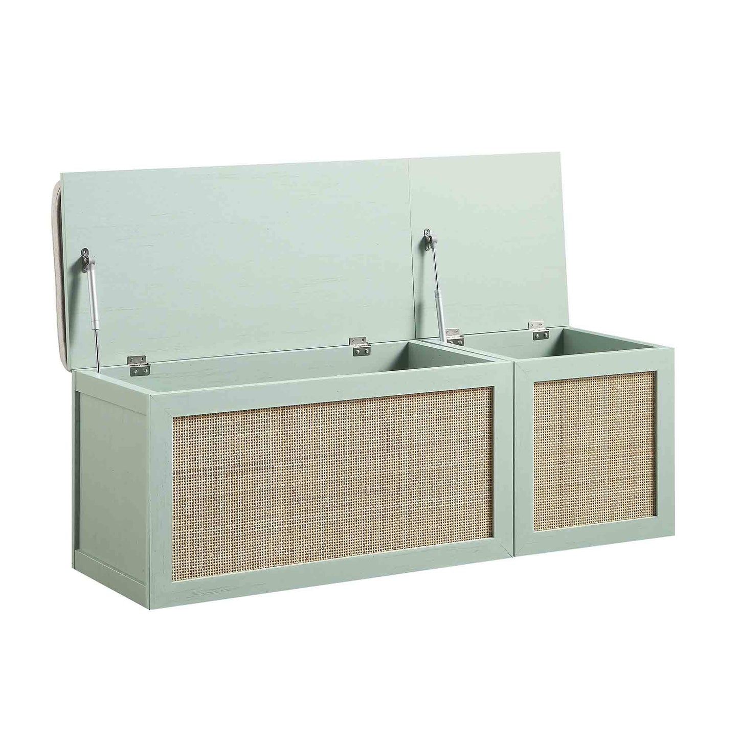 Ensemble de tabourets de rangement triples en rotin tressé Frances avec coussin, menthe