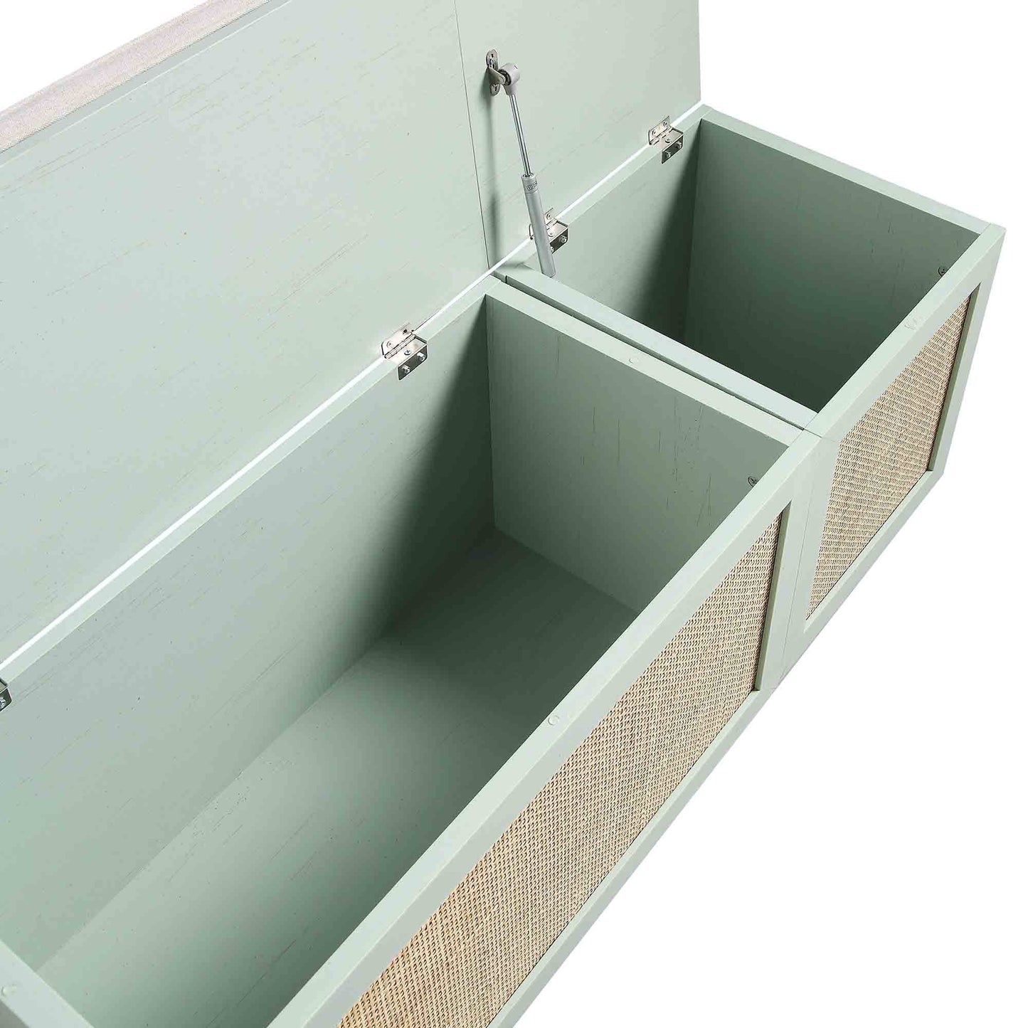 Ensemble de tabourets de rangement triples en rotin tressé Frances avec coussin, menthe