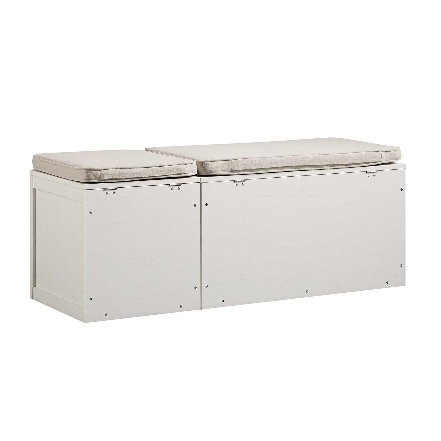 Ensemble de tabourets de rangement triples en rotin tressé Frances avec coussin, blanc