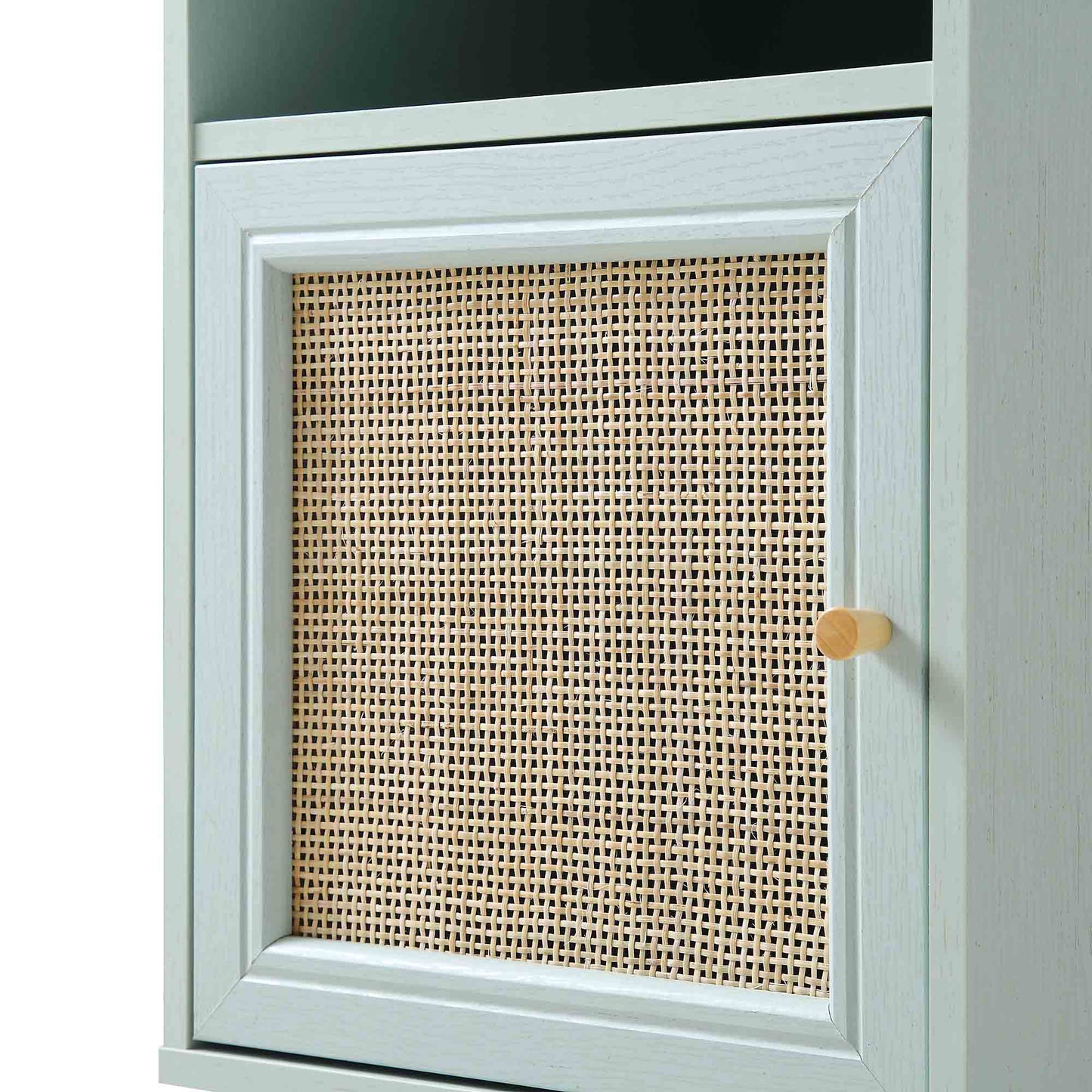 Table de chevet 1 porte en rotin tressé Frances couleur menthe