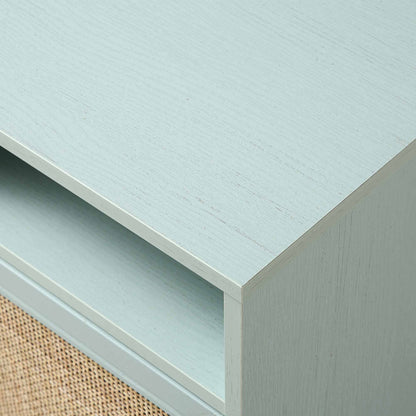 Table de chevet 1 porte en rotin tressé Frances couleur menthe