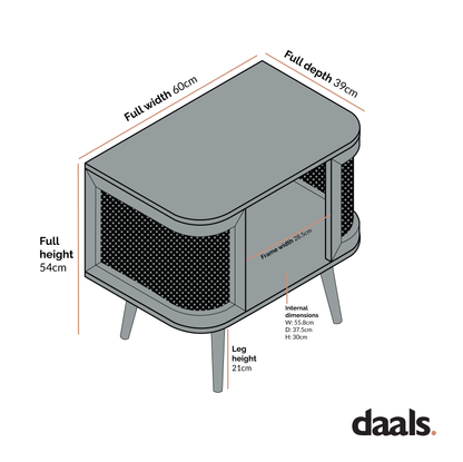 Table de chevet courbée en rotin Izzy, noyer