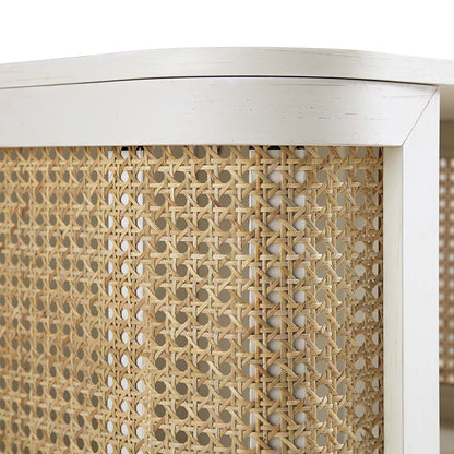 Table de chevet courbée en rotin Izzy, blanche