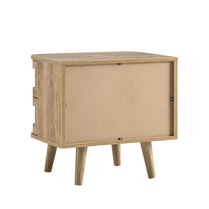 Table de chevet Izzy en rotin courbé à 2 tiroirs, naturel