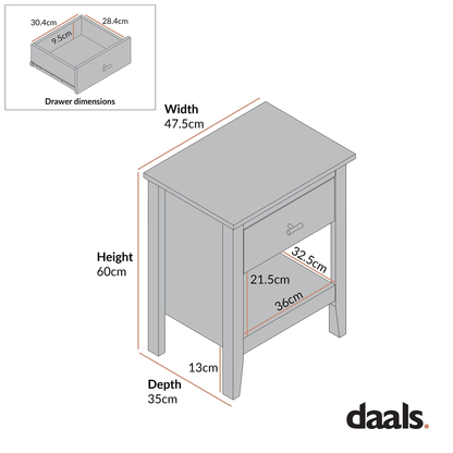 Table de chevet à 1 tiroir Oakham, cerisier sauvage