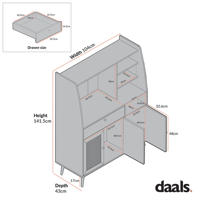 Meuble de cuisine en rotin tressé Frances, blanc