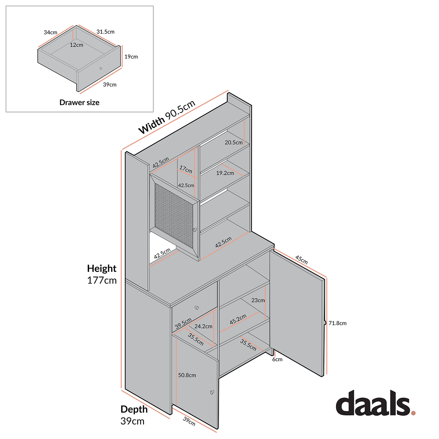 Commode en rotin tressé Frances, menthe