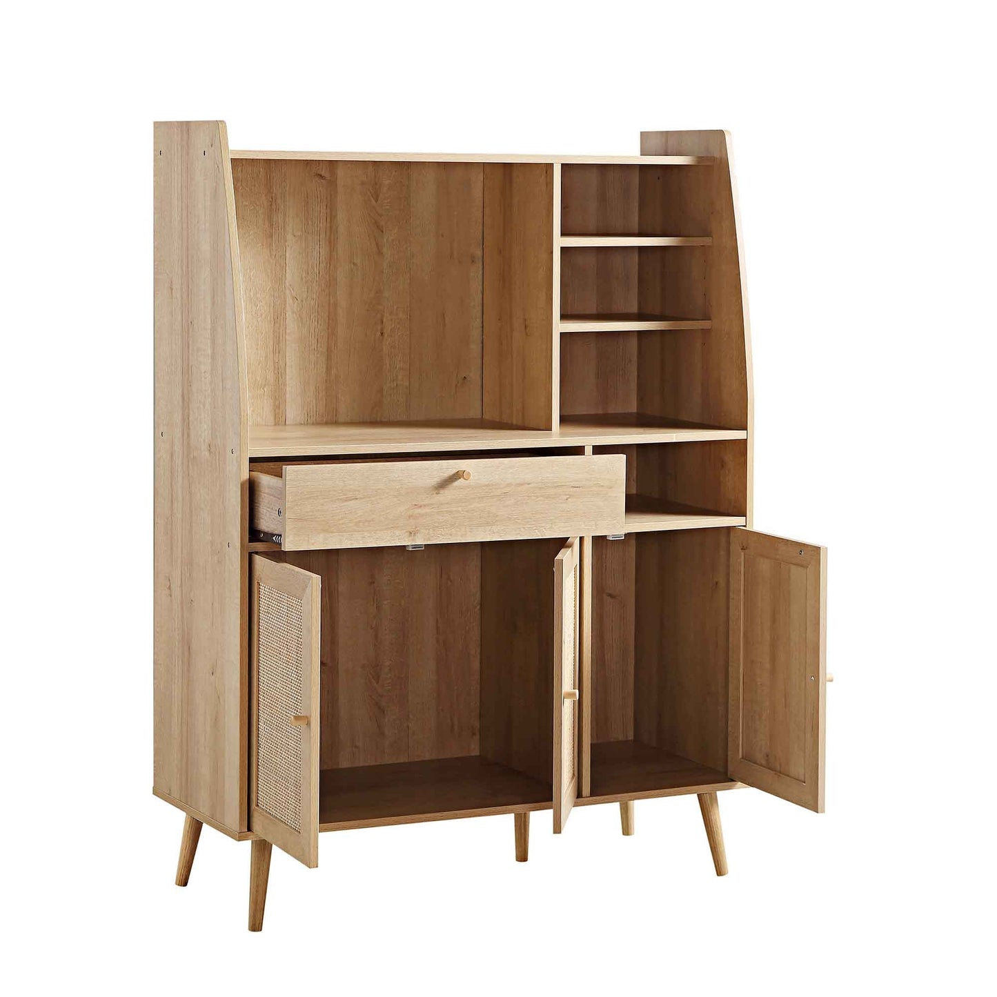 Meuble de cuisine en rotin tressé Frances, naturel