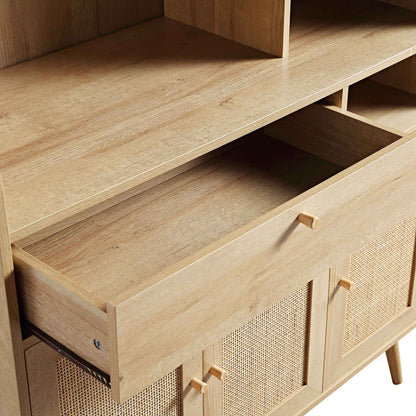 Meuble de cuisine en rotin tressé Frances, naturel