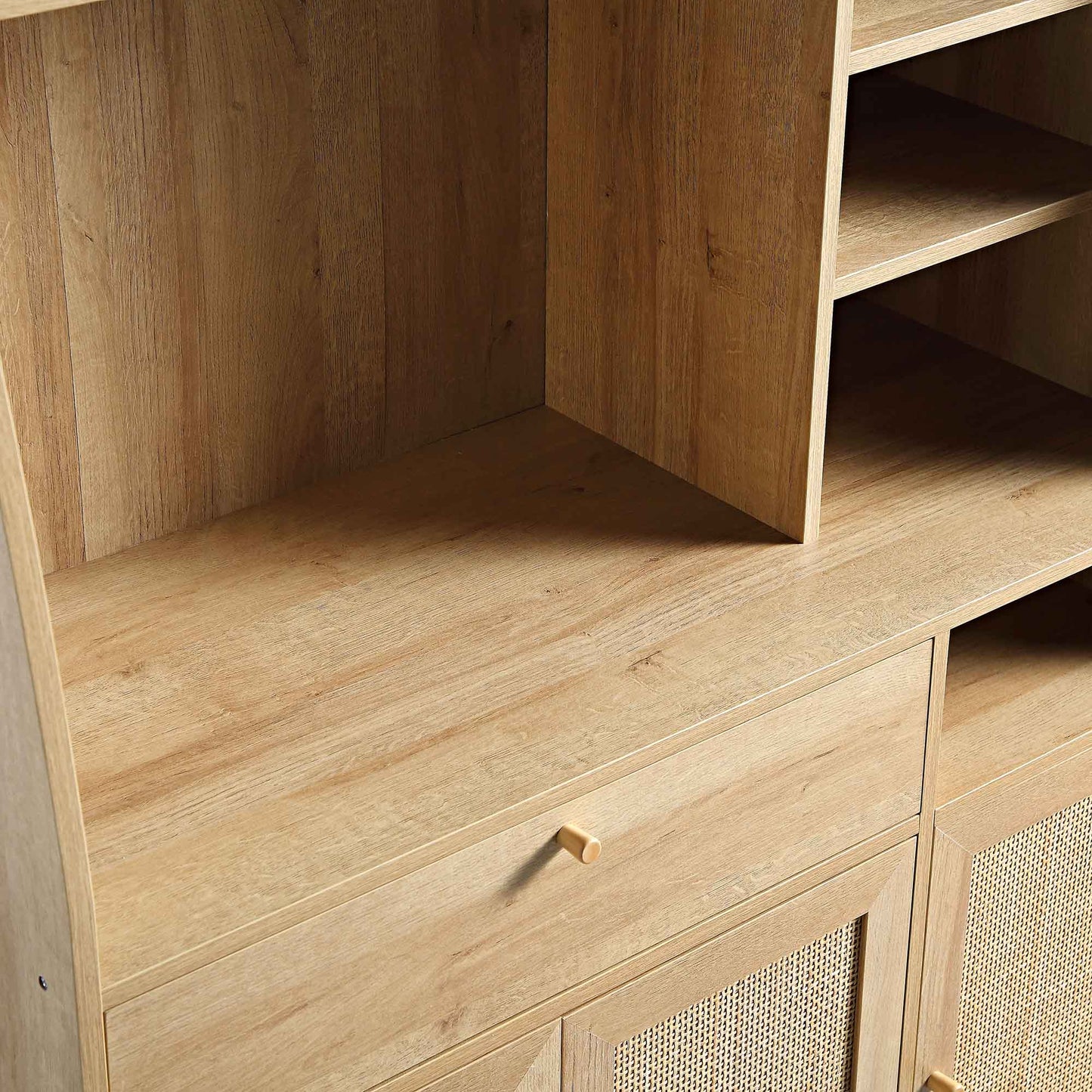 Meuble de cuisine en rotin tressé Frances, naturel