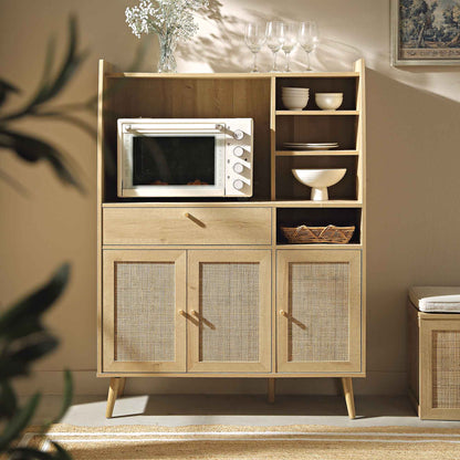 Meuble de cuisine en rotin tressé Frances, naturel