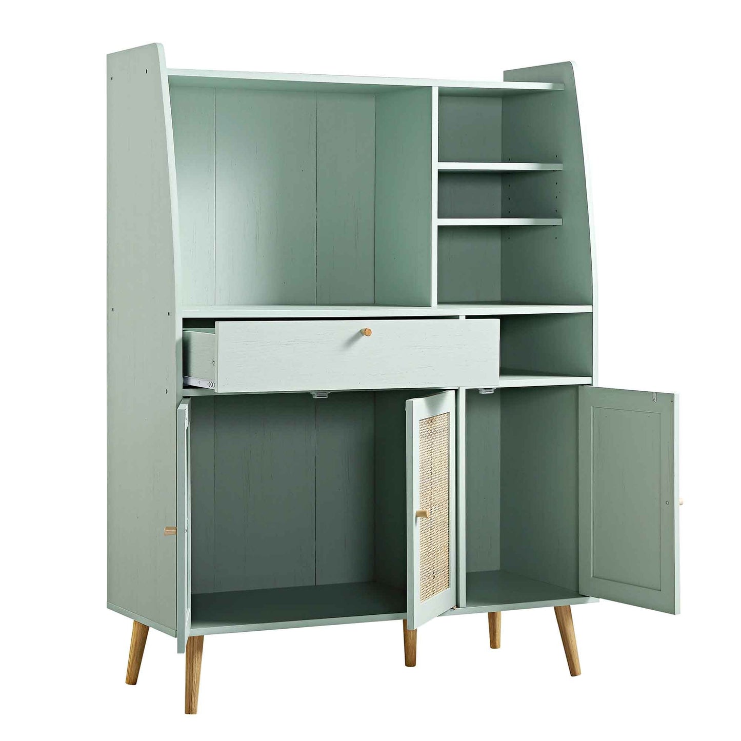 Meuble de cuisine en rotin tressé Frances, menthe