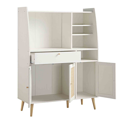 Meuble de cuisine en rotin tressé Frances, blanc