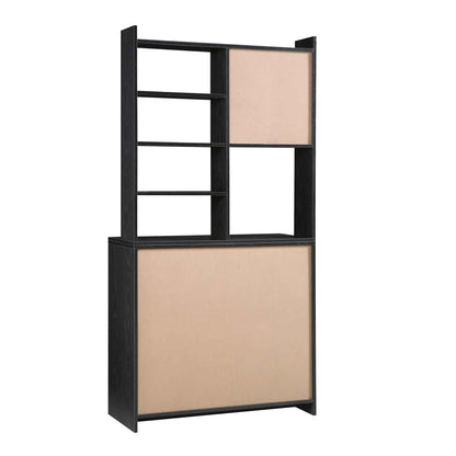 Commode en rotin tressé Frances, noire