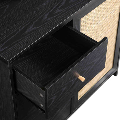 Commode en rotin tressé Frances, noire