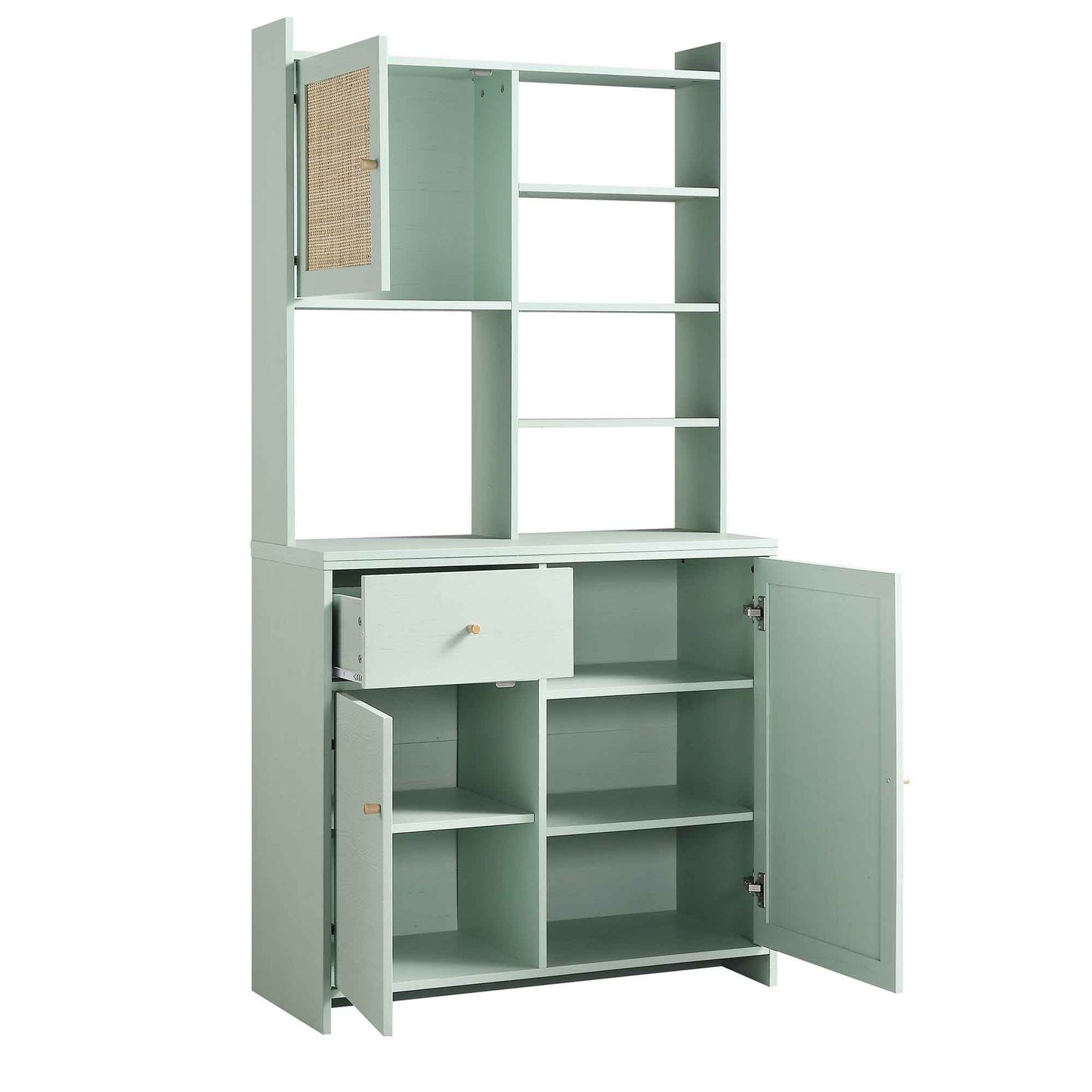 Commode en rotin tressé Frances, menthe