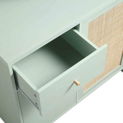 Commode en rotin tressé Frances, menthe