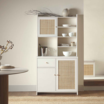 Commode en rotin tressé Frances, blanche