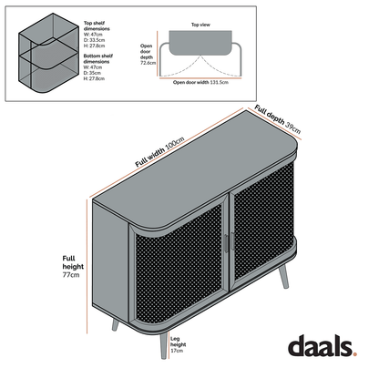 Petit buffet 2 portes en rotin courbé Izzy, blanc