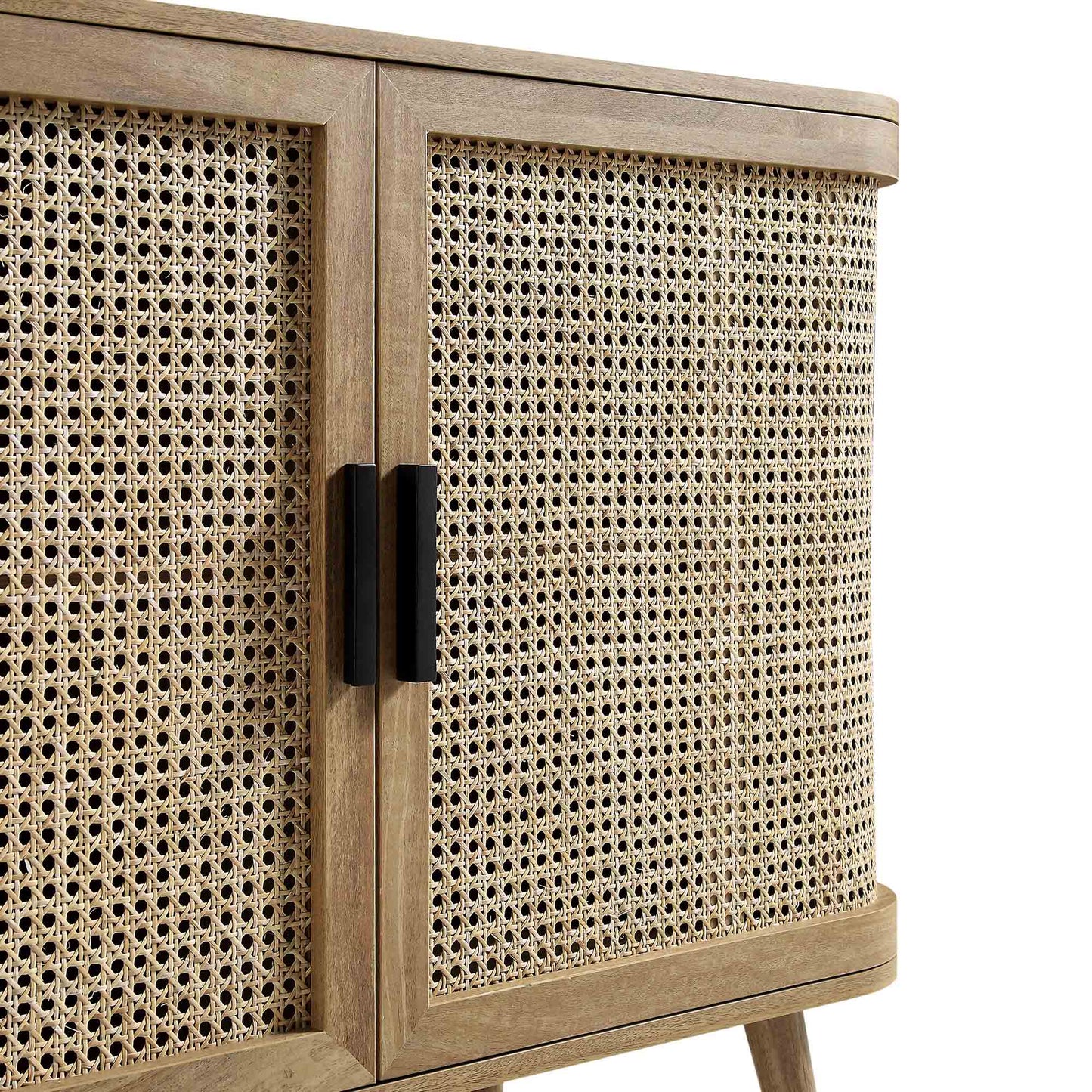 Petit buffet 2 portes en rotin courbé Izzy, naturel
