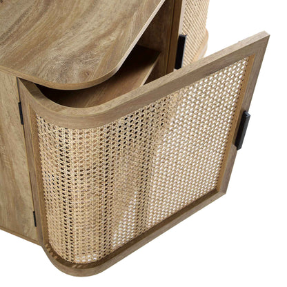 Petit buffet 2 portes en rotin courbé Izzy, naturel