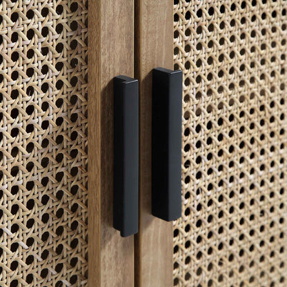 Petit buffet 2 portes en rotin courbé Izzy, naturel