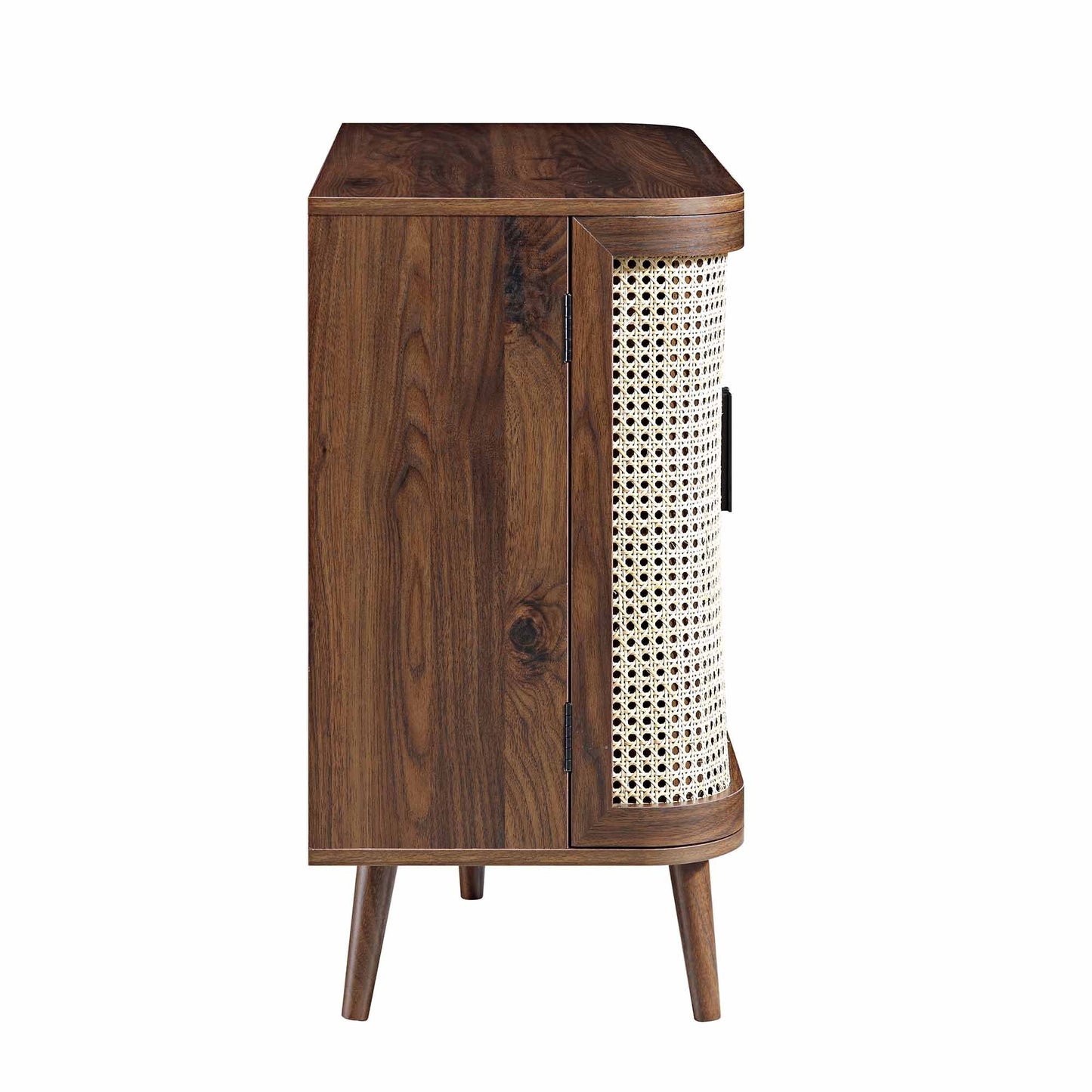 Petit buffet 2 portes en rotin courbé Izzy, noyer