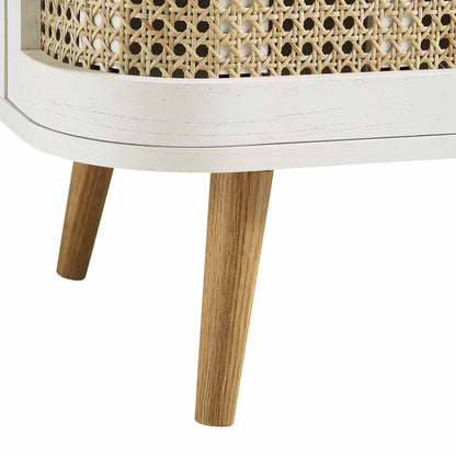 Petit buffet 2 portes en rotin courbé Izzy, blanc